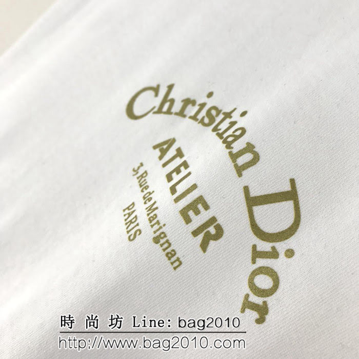 DIOR迪奧 2019SS新品 歐洲專櫃同款 最新印花 絲光棉白色短袖 情侶款 ydi1839